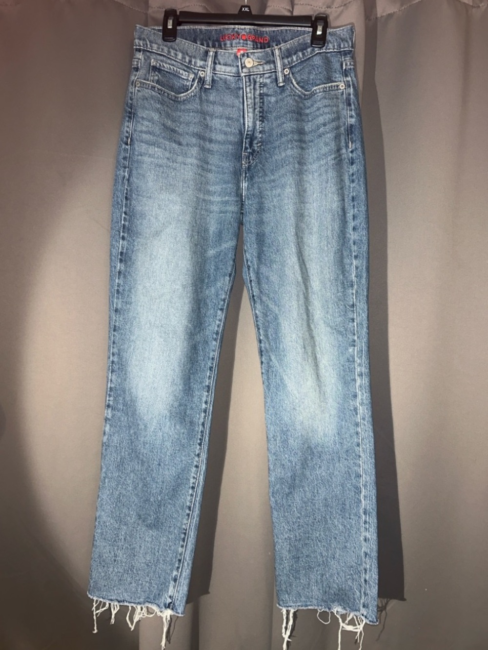 Lucky Brand Zoe High Rise Straight Jeans Raw Hem Size 10/30